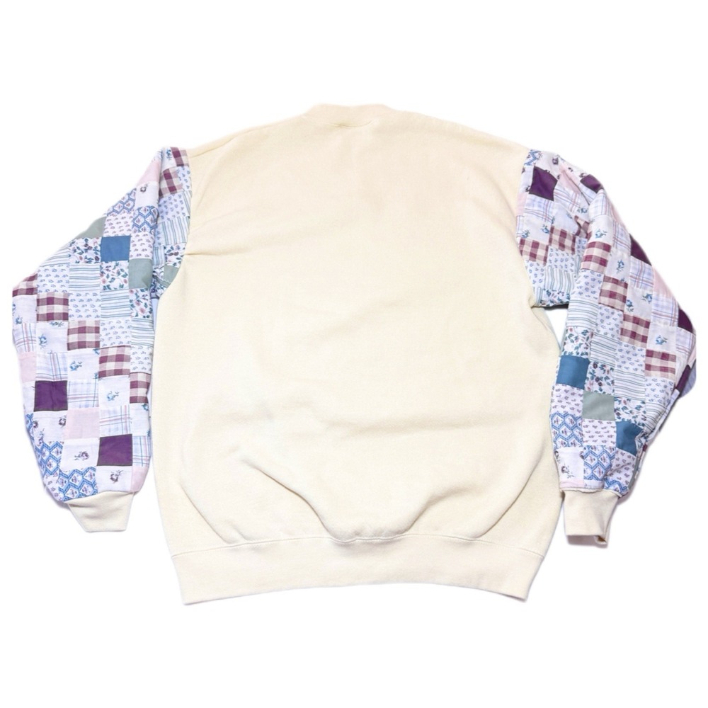 Women’s Upcycled Crewneck Sweatshirt Quilted Patchwork S Vtg Cottage Granny Twee - Picture 2 of 11